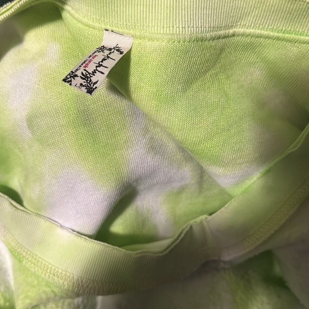 NWT! Free People Kelly Tie Dye Green Citron Grey Sweatshirt Large - Picture 7 of 9